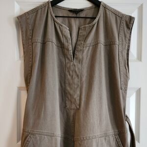 Olive green Banana Republic dress with belt